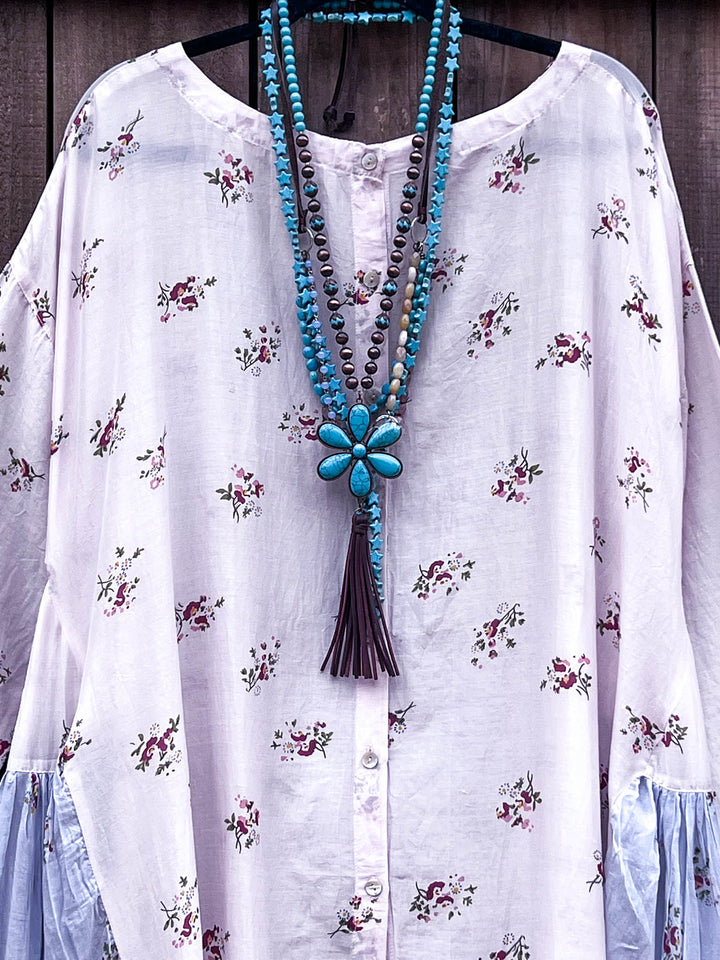 Lightly Covered Duster Oversized Light Blue/Pink