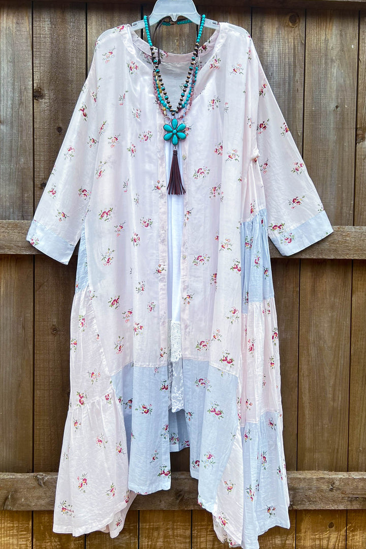 Lightly Covered Duster Oversized Light Blue/Pink