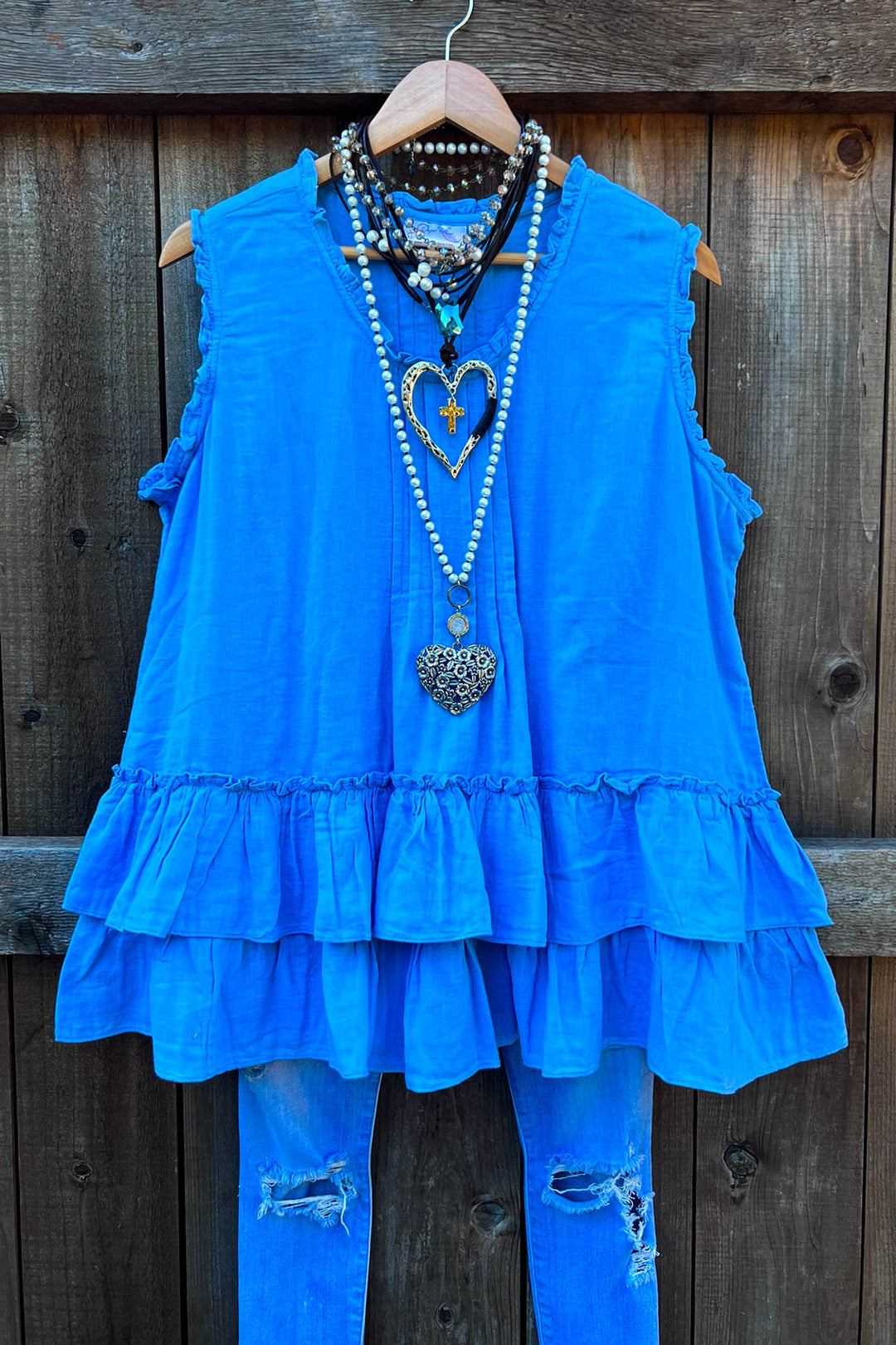 JUST THE SIMPLE THINGS 1OO% COTTON TUNIC - BLUE