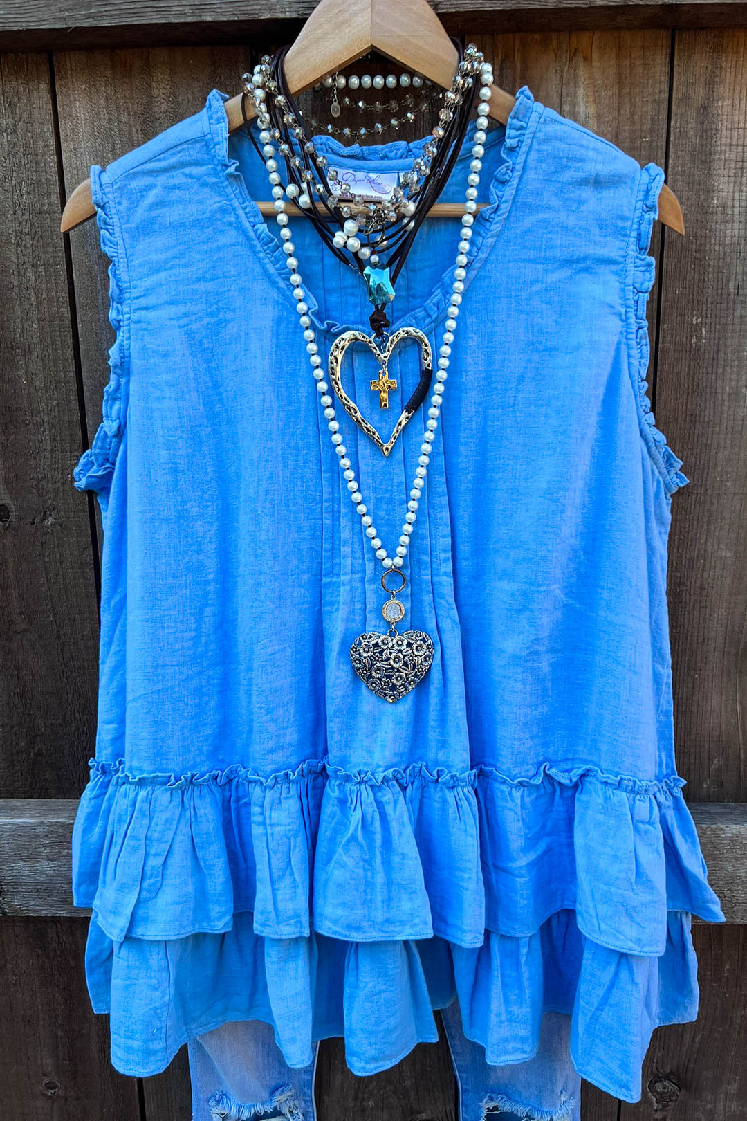 JUST THE SIMPLE THINGS 1OO% COTTON TUNIC - BLUE