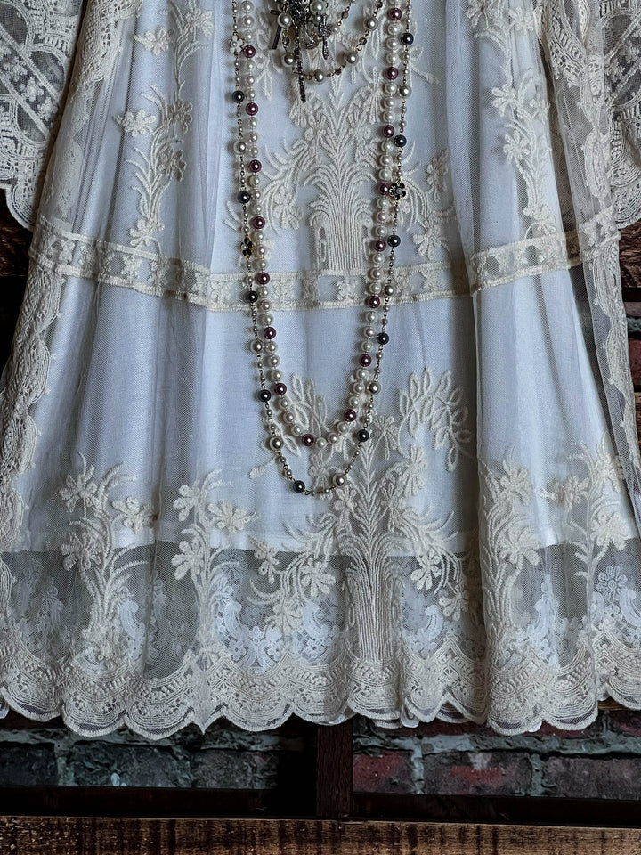 PRETTY THINGS  LACE TUNIC IN NATURAL