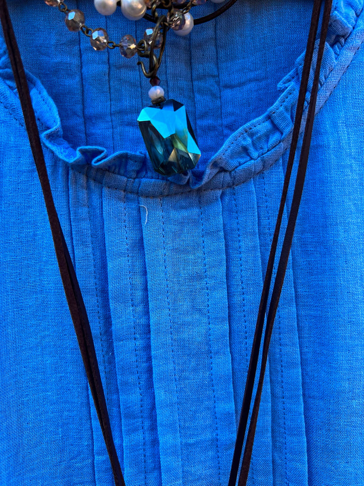 JUST THE SIMPLE THINGS 1OO% COTTON TUNIC - BLUE