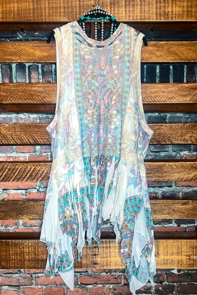 BEST OF MY LOVE LACE VEST IVORY & TURQUOISE