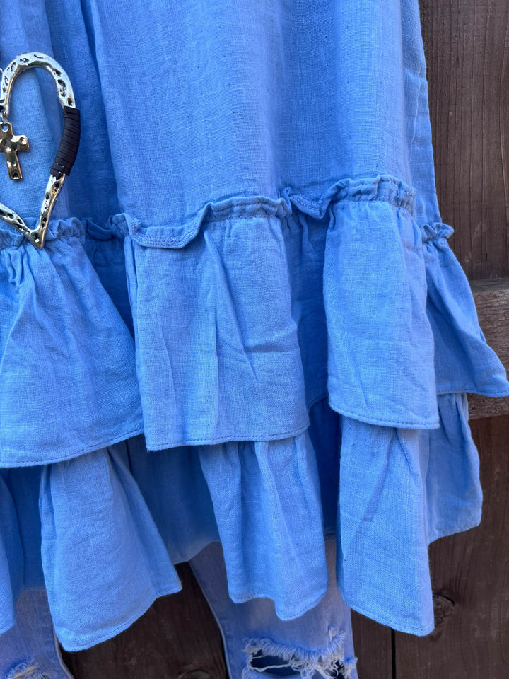 JUST THE SIMPLE THINGS 1OO% COTTON TUNIC - BLUE