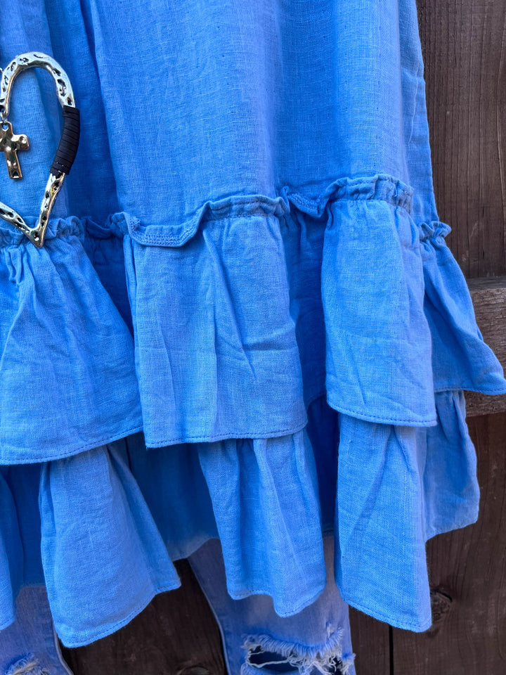 JUST THE SIMPLE THINGS 1OO% COTTON TUNIC - BLUE