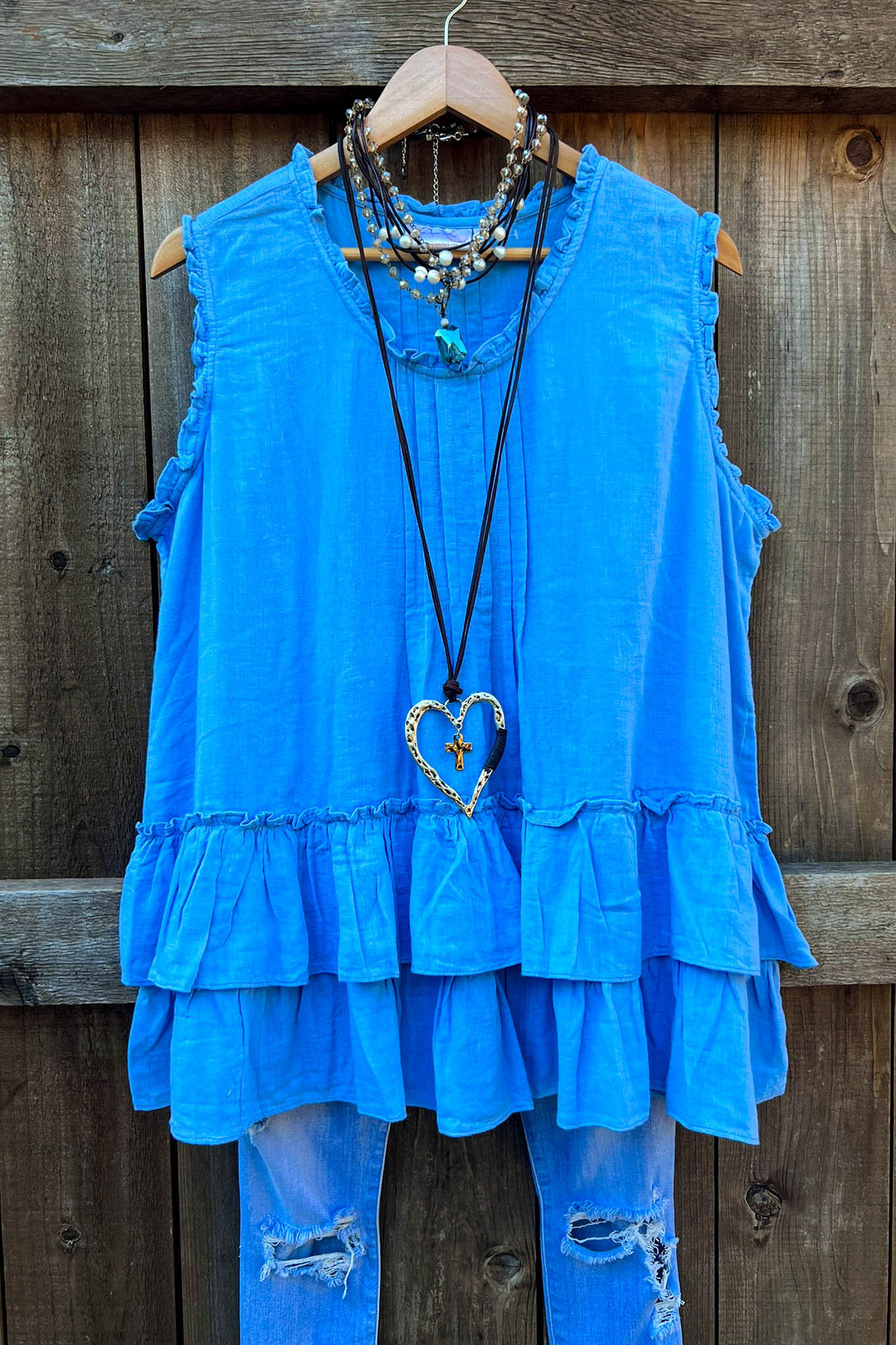JUST THE SIMPLE THINGS 1OO% COTTON TUNIC - BLUE