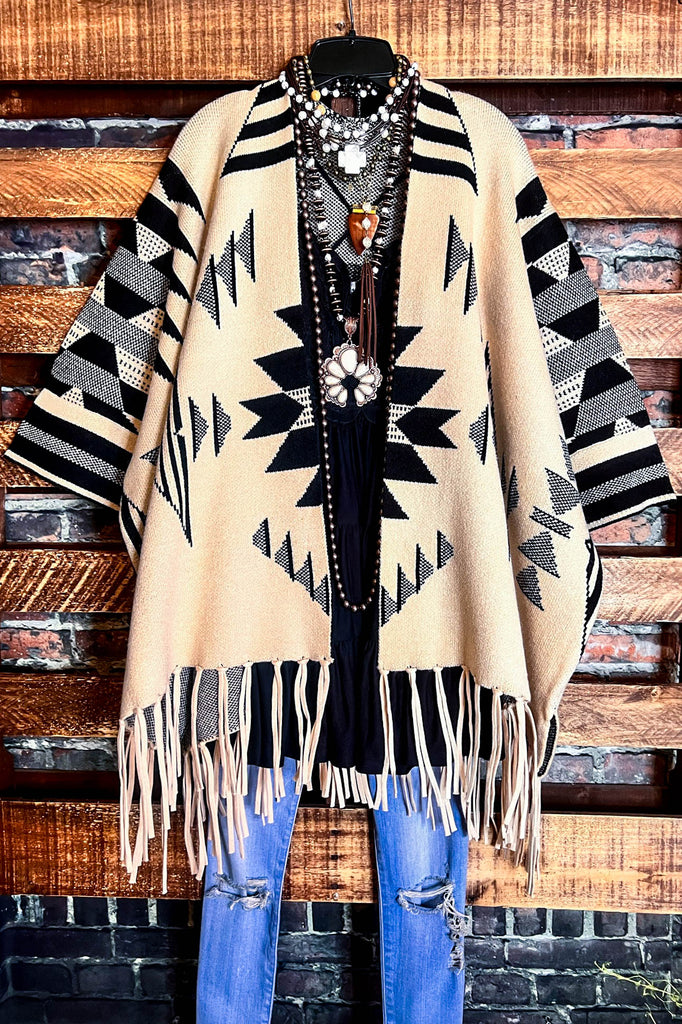 BOHO WESTERN BEAUTY COZY UP JACKET CARDIGAN IN NATURAL