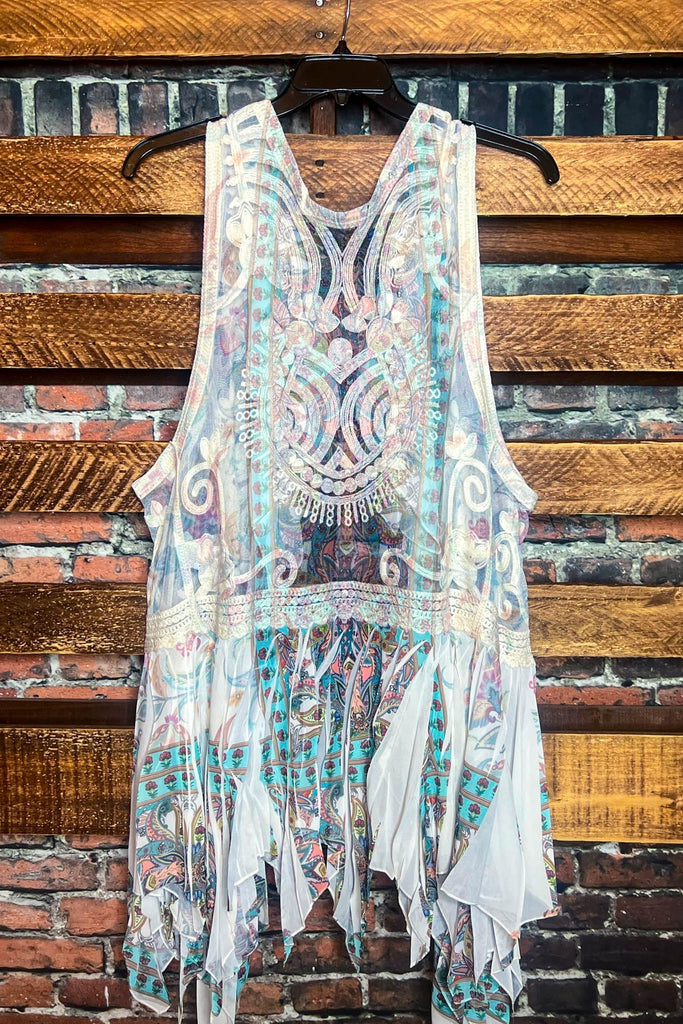 BEST OF MY LOVE LACE VEST IVORY & TURQUOISE