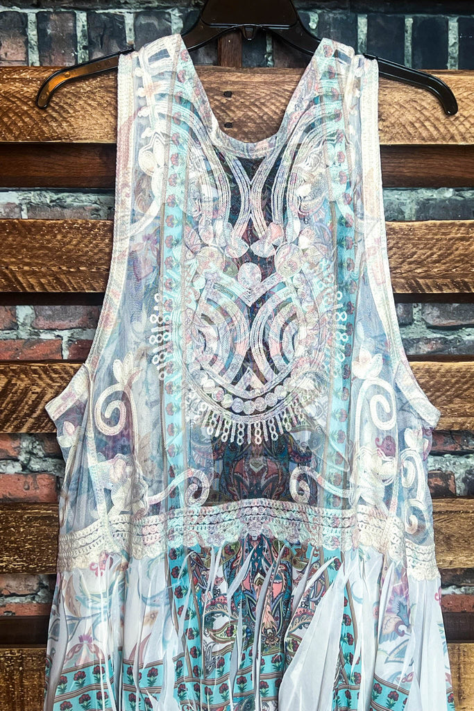 BEST OF MY LOVE LACE VEST IVORY & TURQUOISE