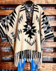 WESTERN BEAUTY BOHO COZY JACKET CARDIGAN IN BLACK & NATURAL