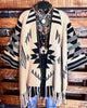 WESTERN BEAUTY BOHO COZY JACKET CARDIGAN IN BLACK & NATURAL