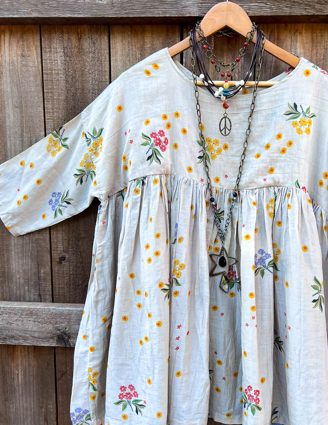 Enchanted Fields Oversized Lightweight Tunic in Natural Sage