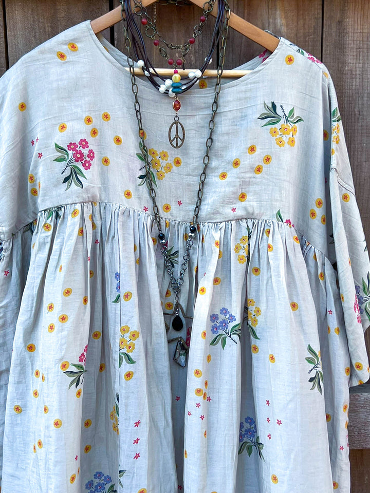 Enchanted Fields Oversized Lightweight Tunic in Natural Sage