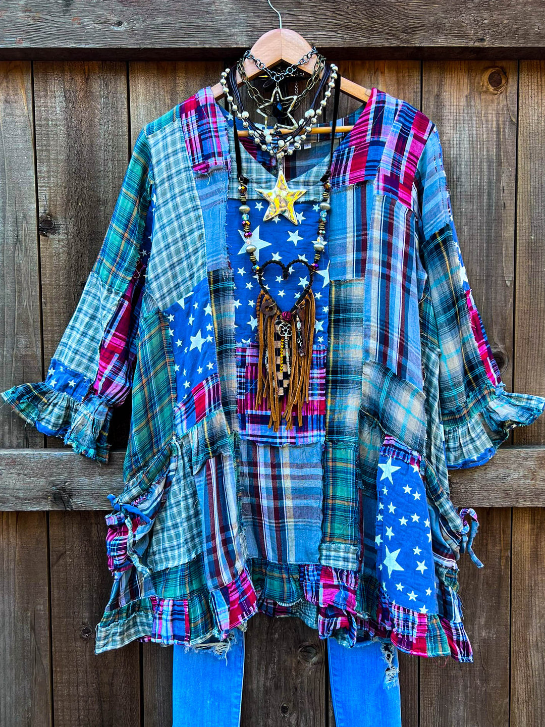 Be Free Stars Boho Shabby Patchwork 1OO% Cotton -Multi-Color