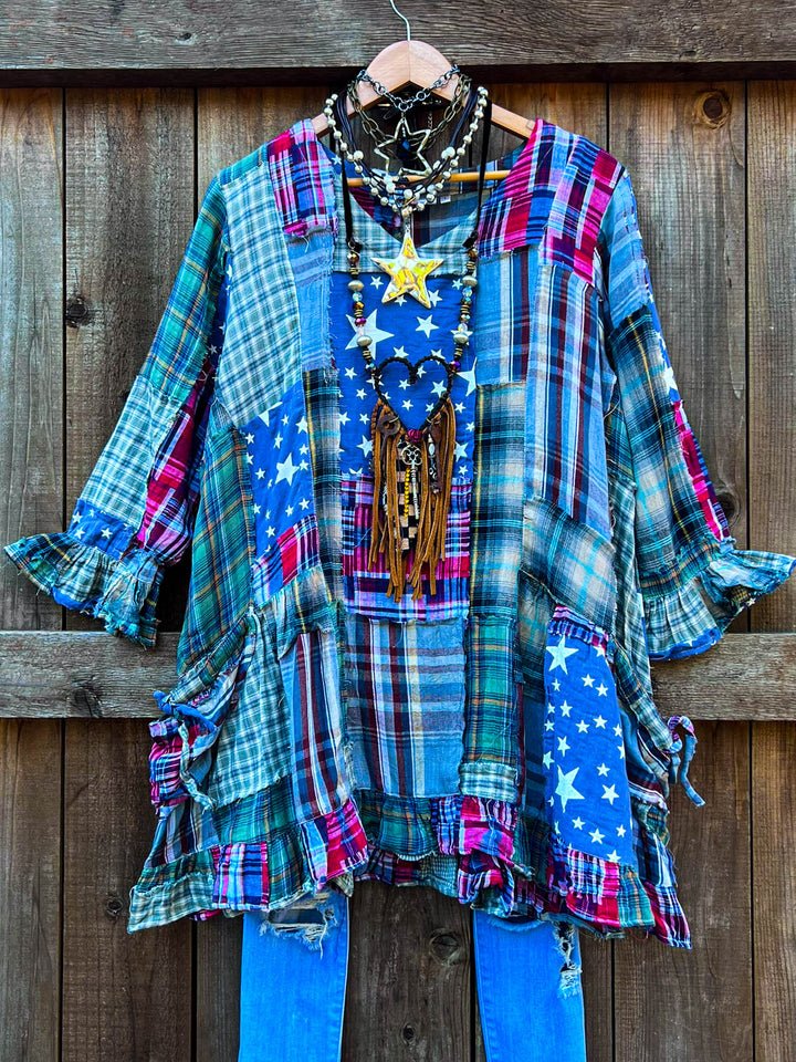 Be Free Stars Boho Shabby Patchwork 1OO% Cotton -Multi-Color