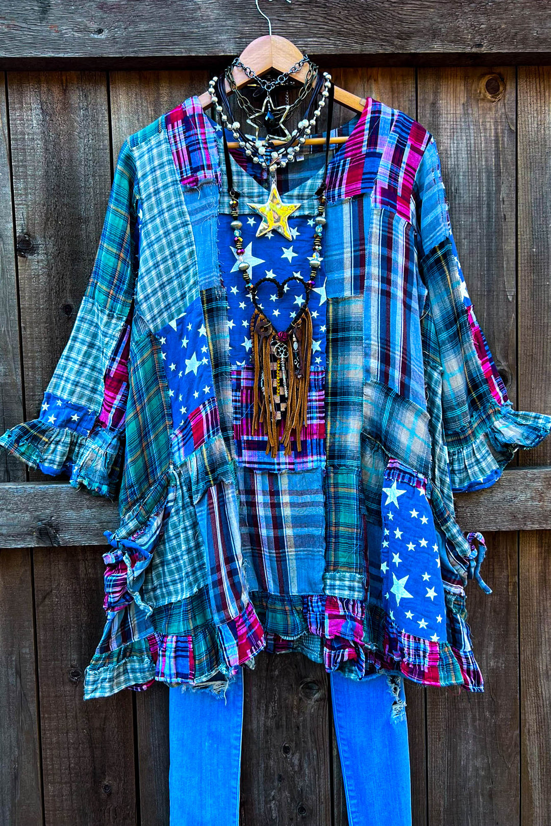 Be Free Stars Boho Shabby Patchwork 1OO% Cotton -Multi-Color