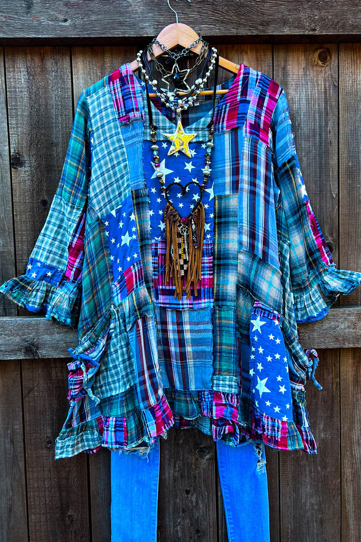 Be Free Stars Boho Shabby Patchwork 1OO% Cotton -Multi-Color