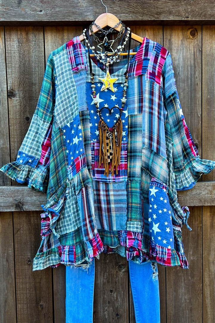 Be Free Stars Boho Shabby Patchwork 1OO% Cotton -Multi-Color