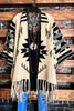 WESTERN BEAUTY BOHO COZY JACKET CARDIGAN IN BLACK & NATURAL