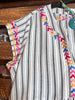 DELICATE ARROW EMBROIDERED TOP IN CHARCOAL MIX