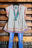 DELICATE ARROW EMBROIDERED TOP IN CHARCOAL MIX