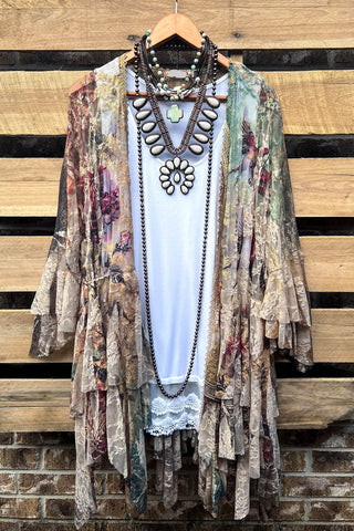 FULL OF GRACE HEATHER GRAY LACE SLIP DRESS EXTENDER TOP