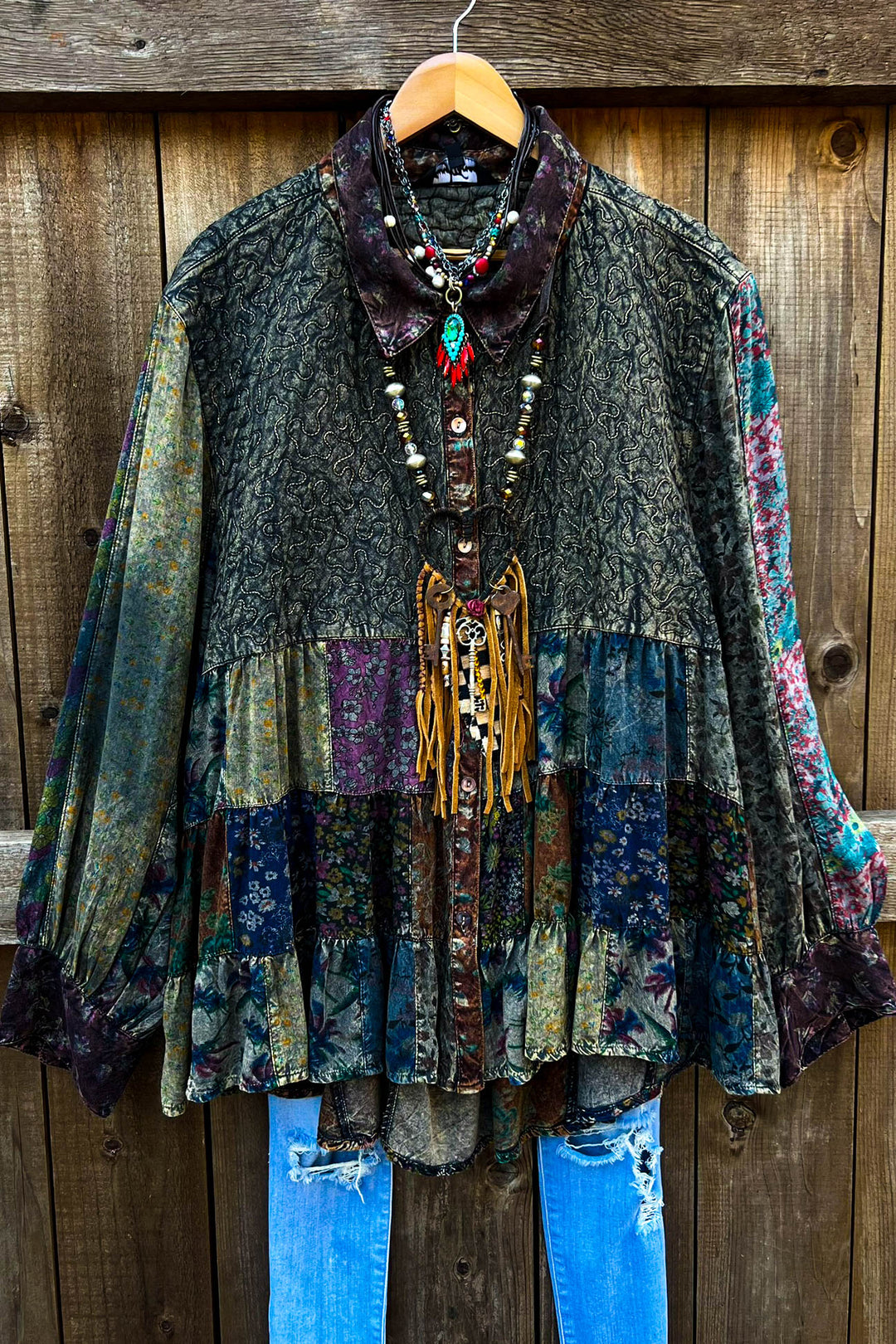 Rustic Roots Garden Patchwork Tunic - Amber