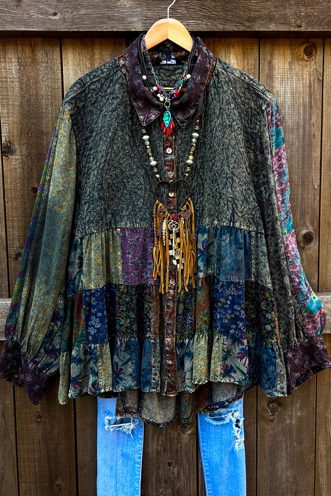 Rustic Roots Garden Patchwork Tunic - Amber