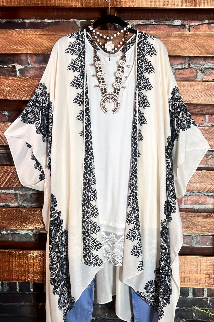 JOYFULLY YOURS BALI LIGHTWEIGHT KIMONO IVORY MIX