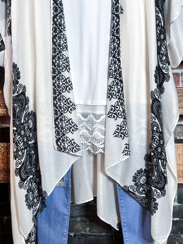 JOYFULLY YOURS BALI LIGHTWEIGHT KIMONO IVORY MIX