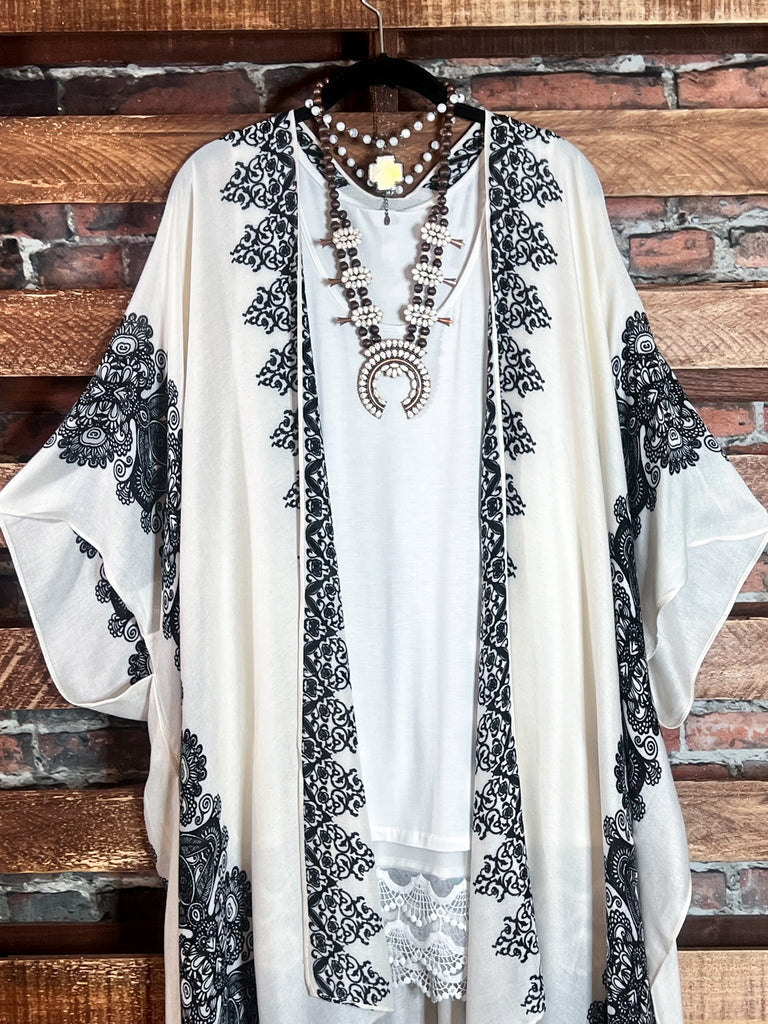 JOYFULLY YOURS BALI LIGHTWEIGHT KIMONO IVORY MIX