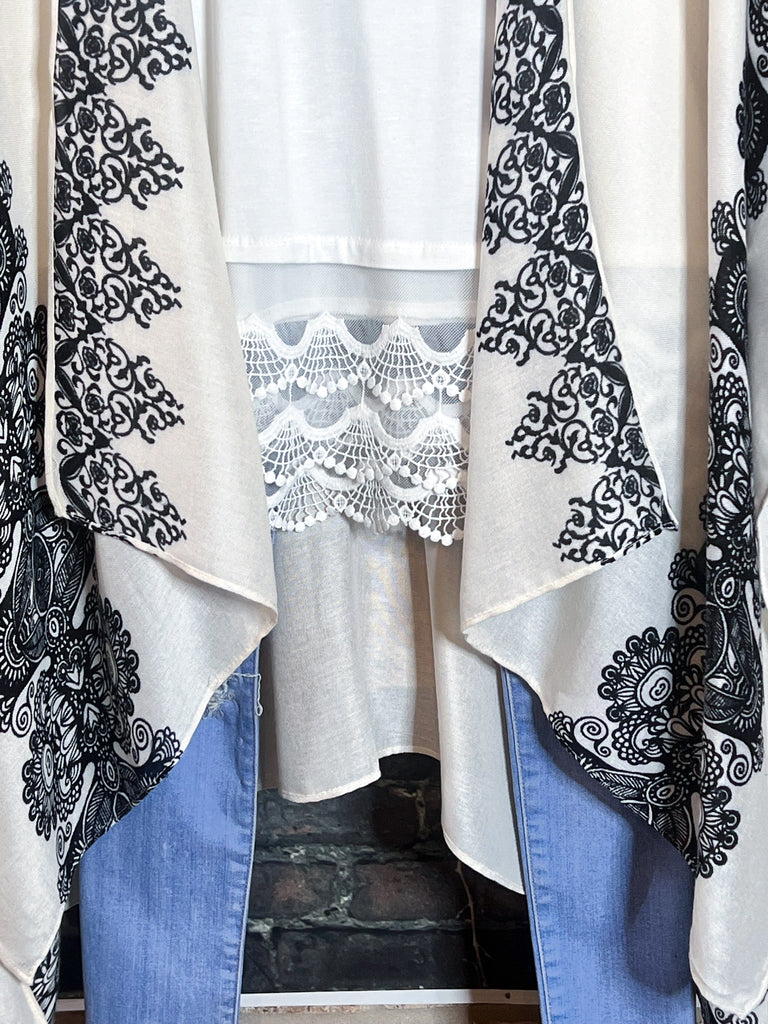 JOYFULLY YOURS BALI LIGHTWEIGHT KIMONO IVORY MIX