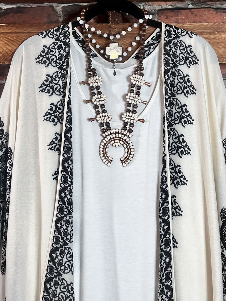 JOYFULLY YOURS BALI LIGHTWEIGHT KIMONO IVORY MIX