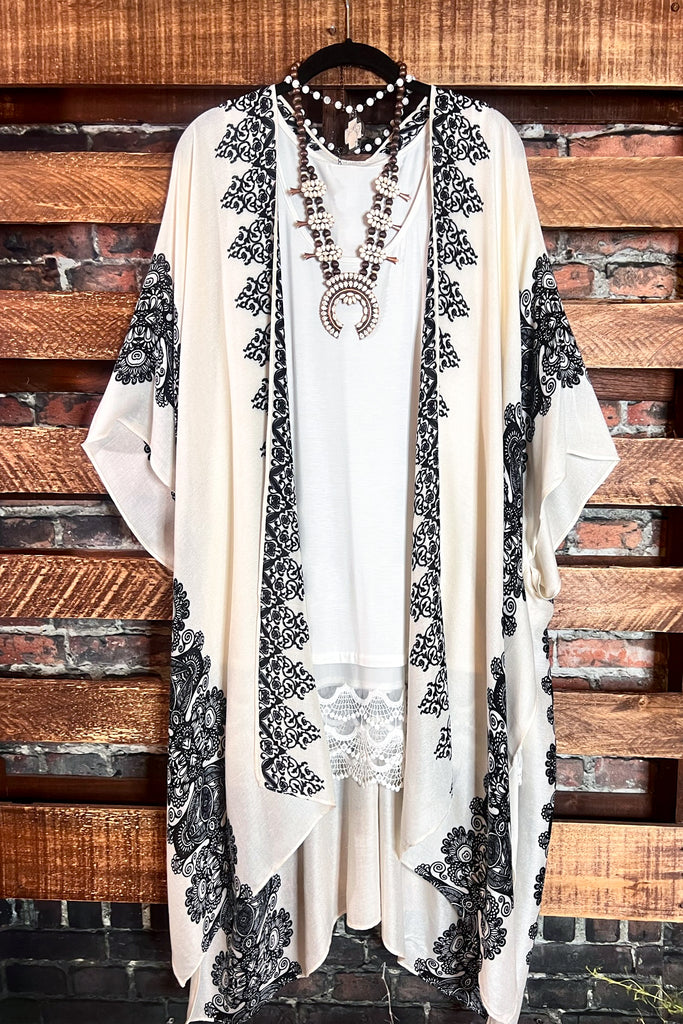 JOYFULLY YOURS BALI LIGHTWEIGHT KIMONO IVORY MIX