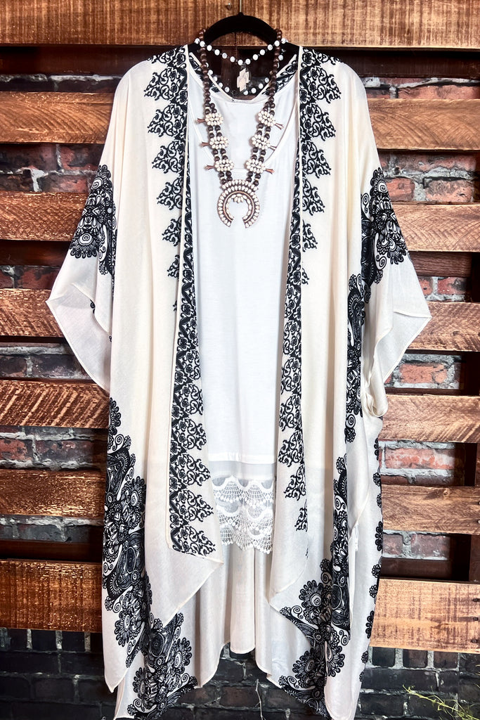 JOYFULLY YOURS BALI LIGHTWEIGHT KIMONO IVORY MIX