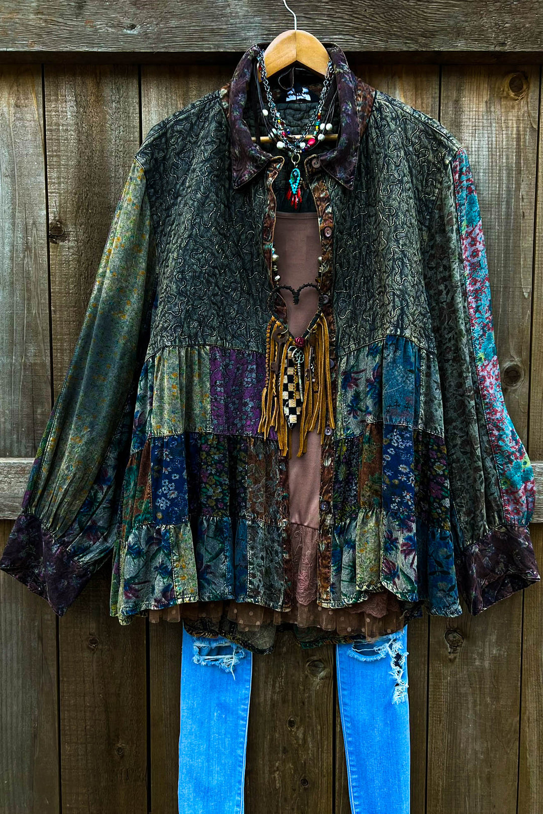 Rustic Roots Garden Patchwork Tunic - Amber
