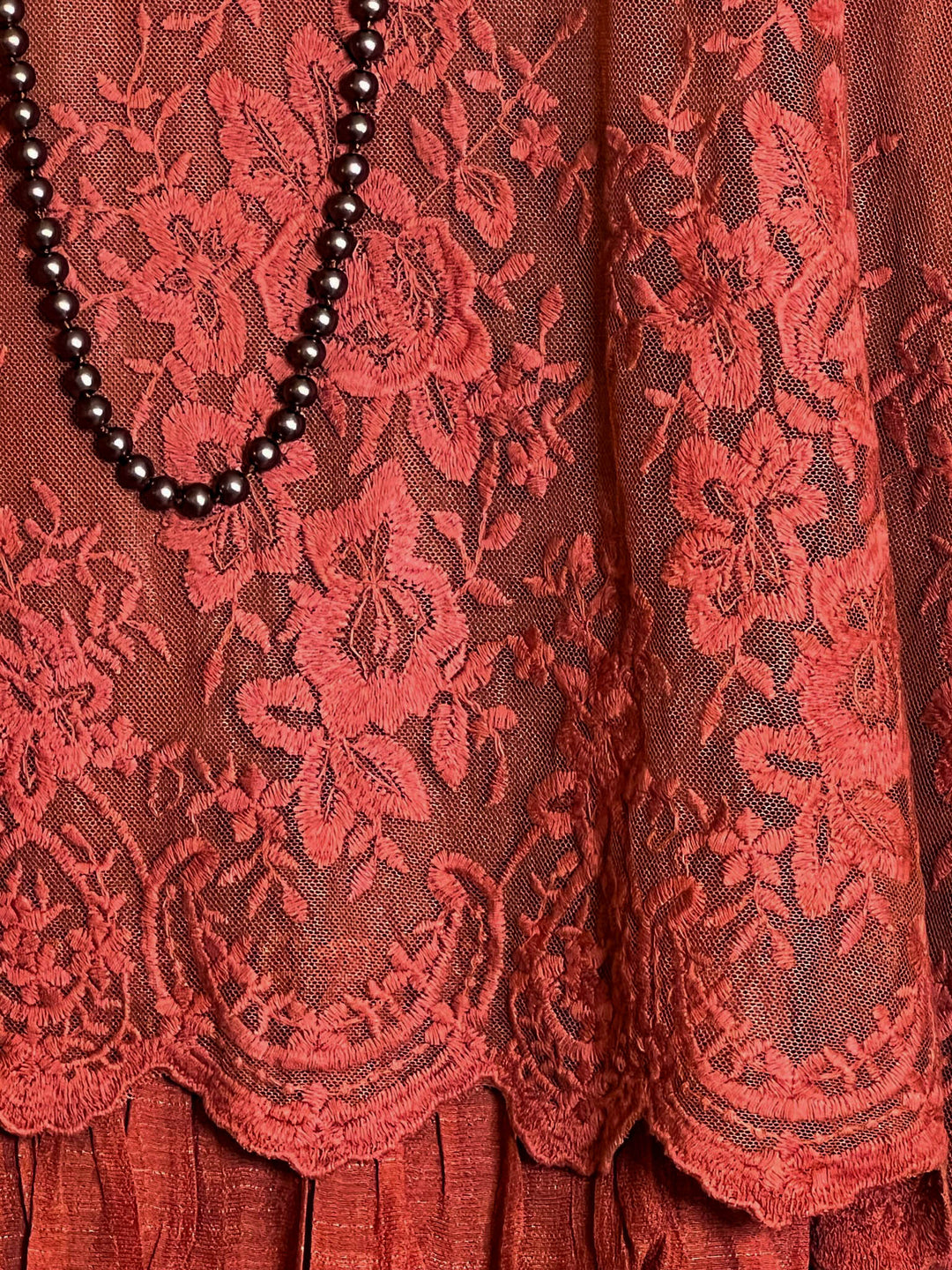 ADMIRE YOUR BEAUTY EMBROIDERED LACE DRESS IN RUST