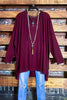 FOREVER PERFECTLY SIMPLE & OVERSIZED DARK BURGUNDY T-TUNIC