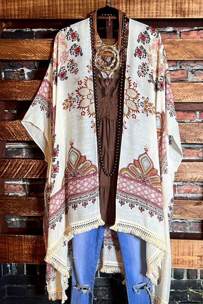 Better Things Ahead Gauze Kimono Ivory & Multi