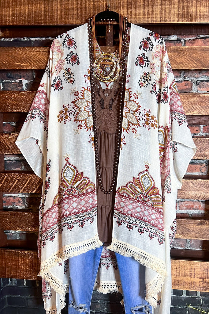 Better Things Ahead Gauze Kimono Ivory & Multi