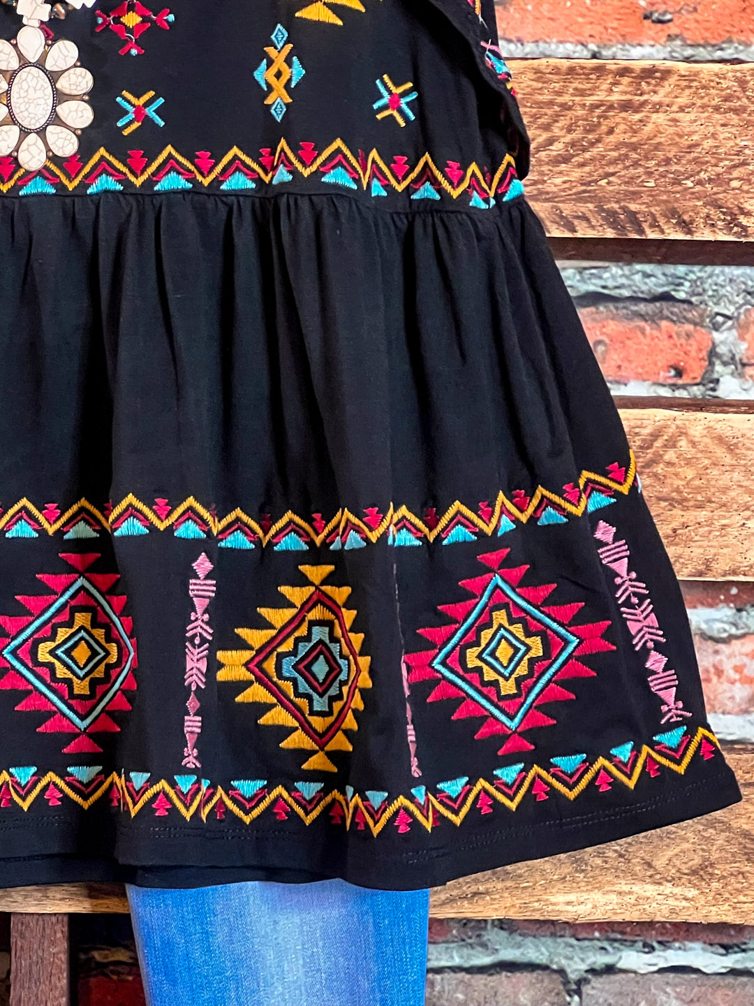 MY HEART IS YOURS BLACK & MULTI COLOR EMBROIDERED BLOUSE