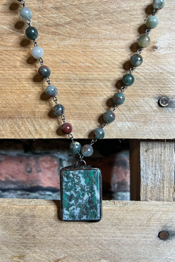 MY LUCK CHARM GREEN JASPER NATURAL BEADED STONE