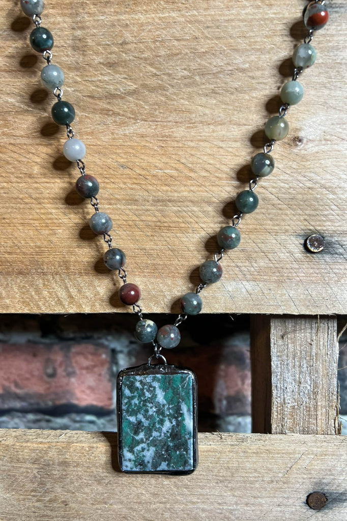 MY LUCK CHARM GREEN JASPER NATURAL BEADED STONE