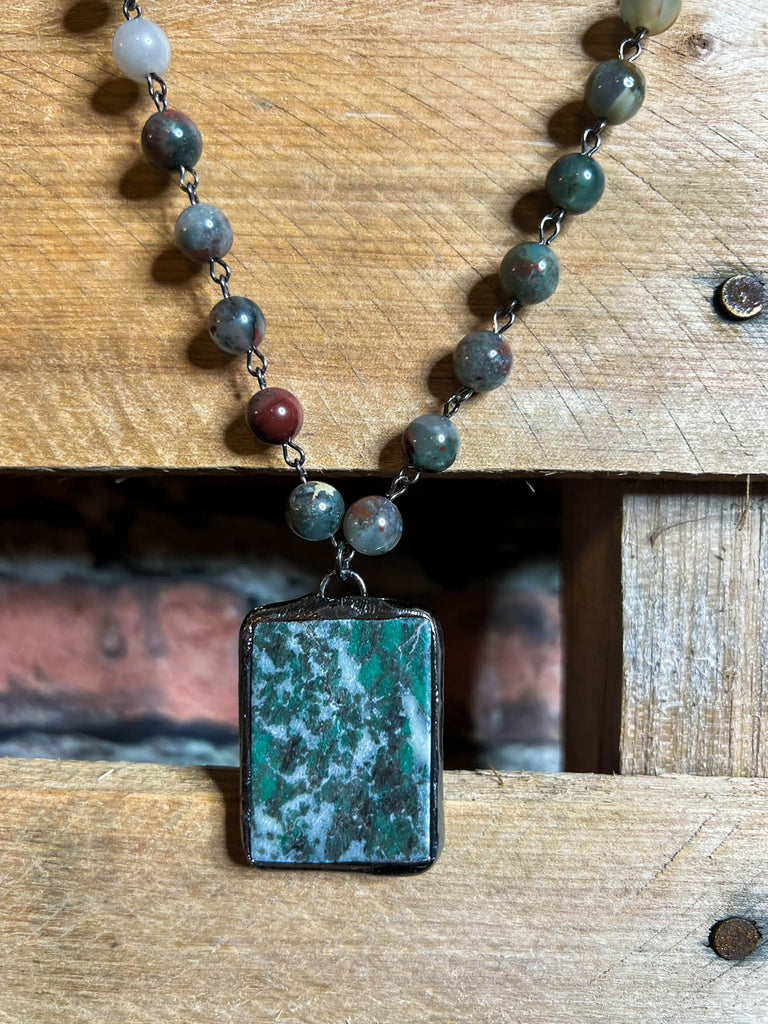 MY LUCK CHARM GREEN JASPER NATURAL BEADED STONE