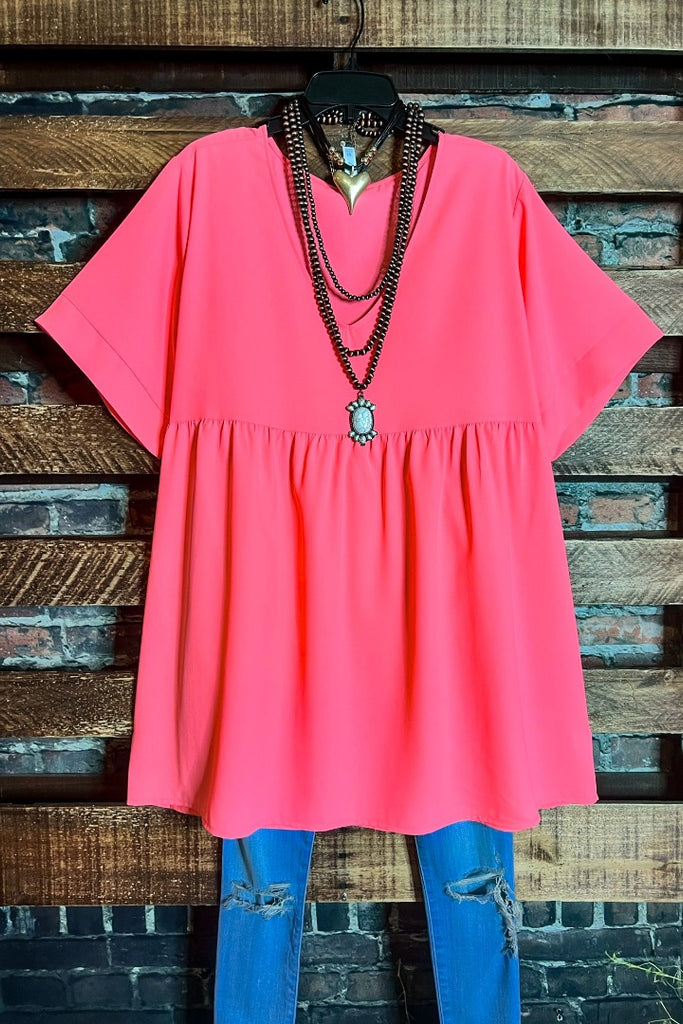 Neon Tunic in Coral Pink --------------Sale
