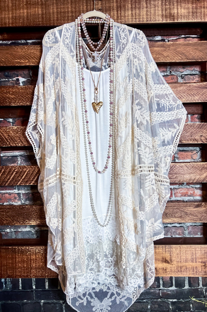 YOU'RE MY DREAM IVORY LACE OVERSIZED DUSTER KIMONO