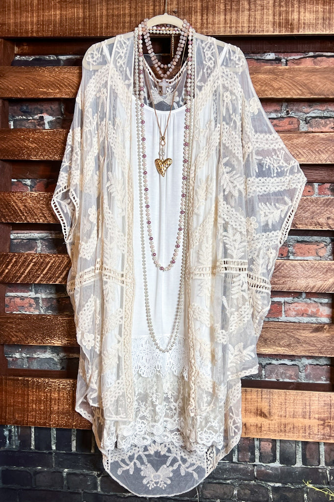 YOU'RE MY DREAM IVORY LACE OVERSIZED DUSTER KIMONO