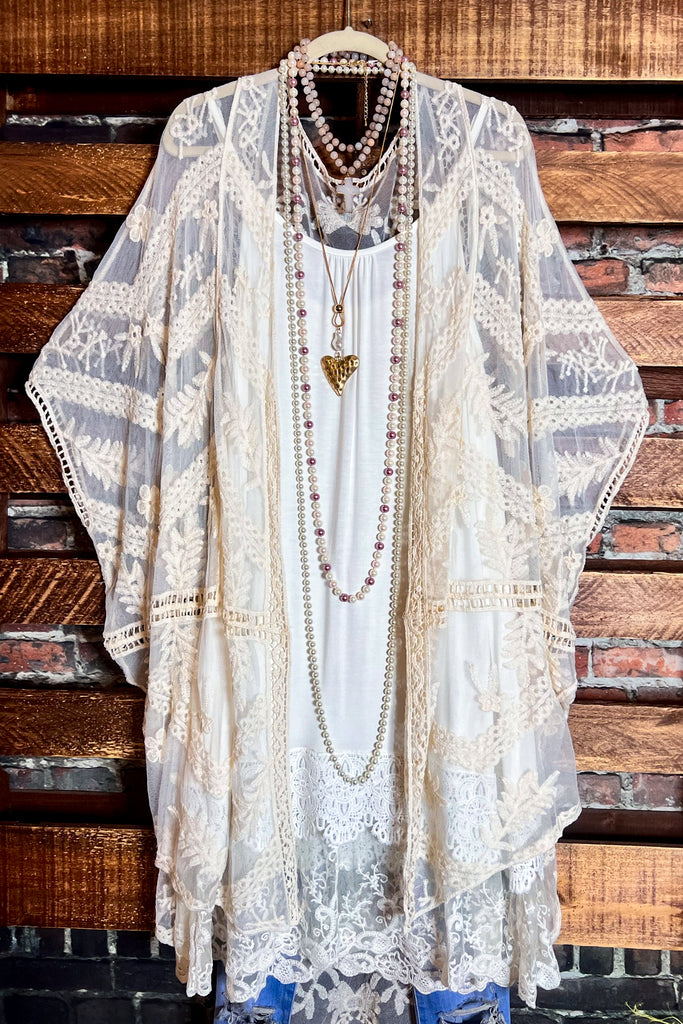 YOU'RE MY DREAM IVORY LACE OVERSIZED DUSTER KIMONO