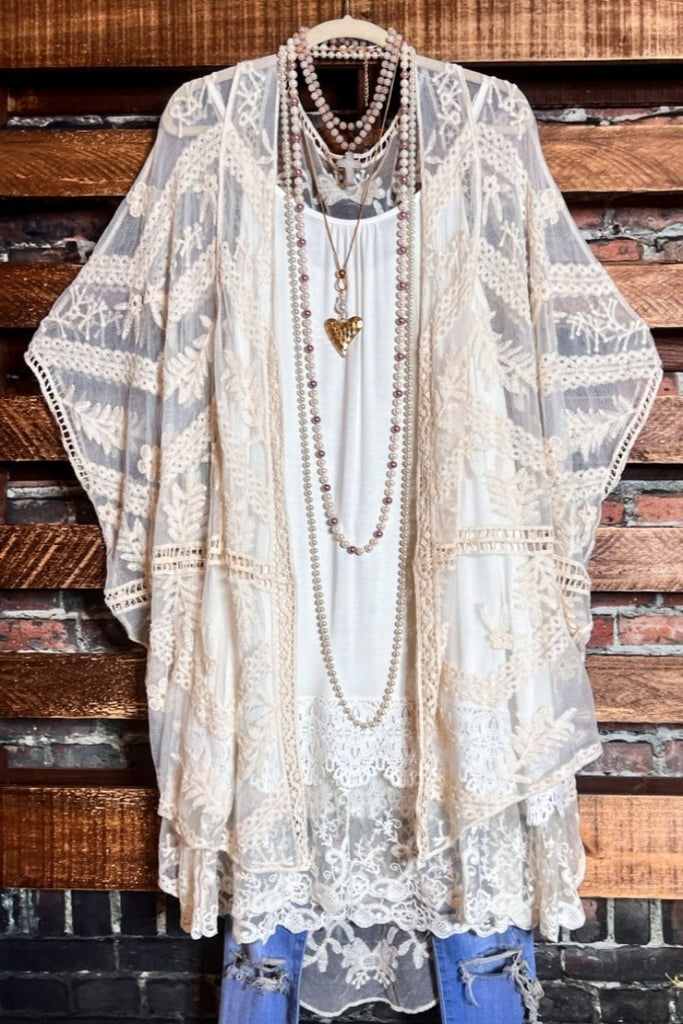 YOU'RE MY DREAM IVORY LACE OVERSIZED DUSTER KIMONO