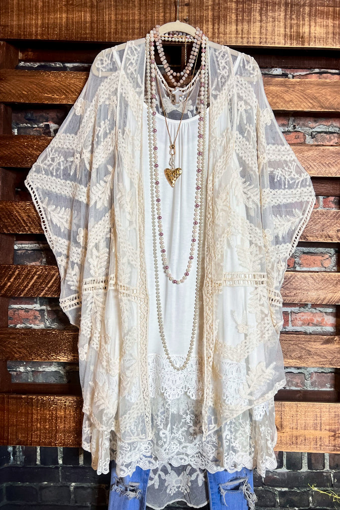 YOU'RE MY DREAM IVORY LACE OVERSIZED DUSTER KIMONO